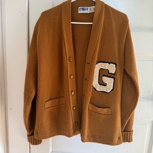 Vintage Varsity Collegiate Letter Cardigan Sweater